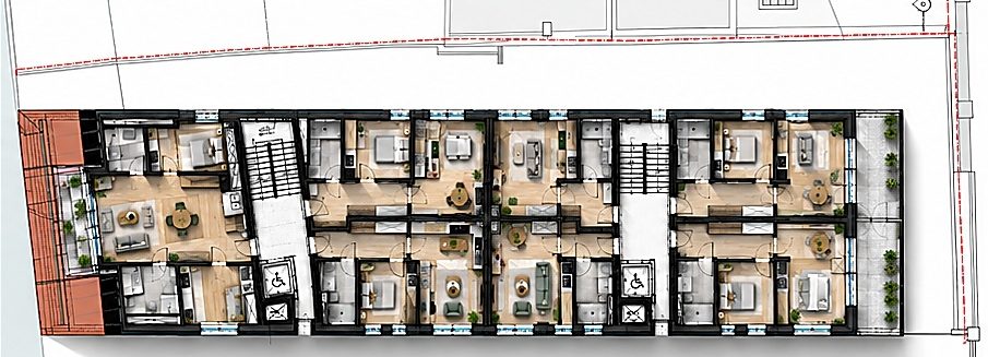 Rzut III piętra — mieszkania 278 m²